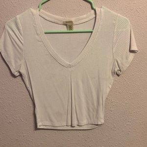 White V neck crop top